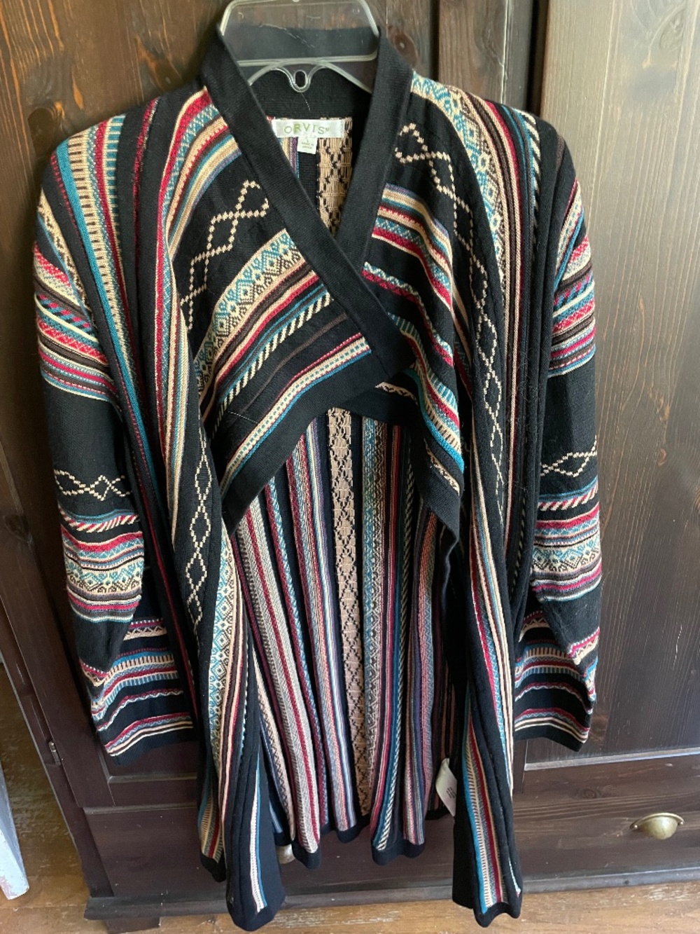 PRICE DROP! Orvis Aztec Southwestern Knit Long Open Front Wrap  - Women's L
